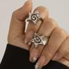 2Pcs Design Three Dimensional Star Open Ring Set for Women Hip Hop Hollow Pentagrams Wide Finger Ring Girls Party Jewelry