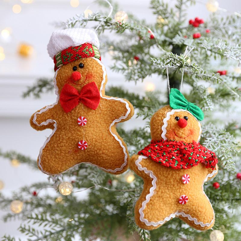 Adorable Brown Fabric Gingerbread Man Doll Festive Christmas Tree Ornament Decoration