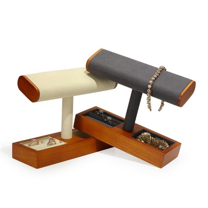 Elegant Wood T Bar Display Holder Versatile Solid Wood T Bar Jewelry Display Holder for Trade Shows and Retail