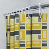 Modern Geometric Shower Curtain Design Rectangular Shapes Pattern Bath Decor With Hook Set In Yellow Grey #5731468290569