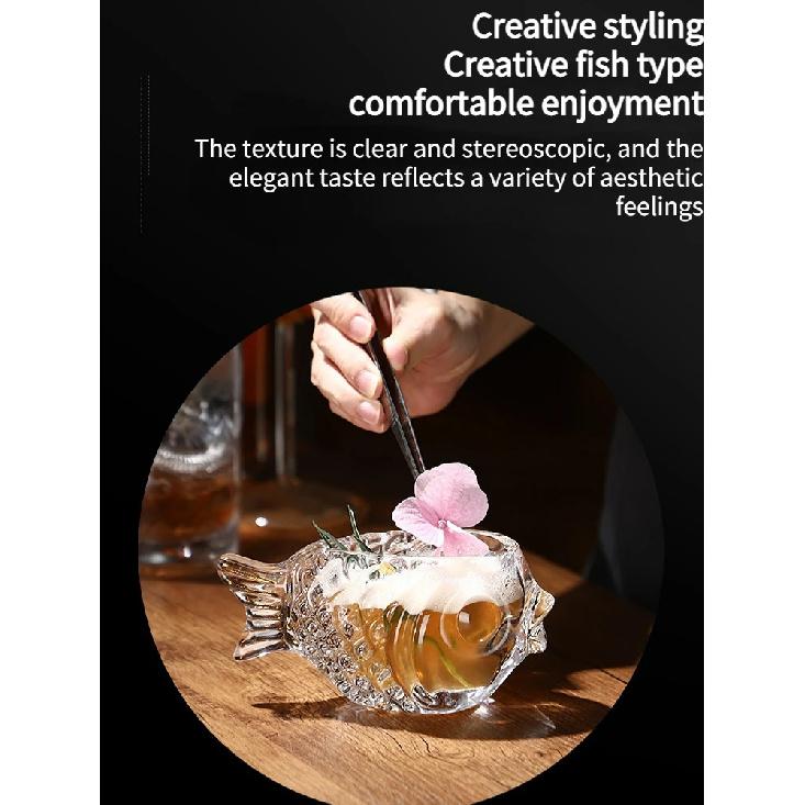 Creative 3D Transparent Fish Shape Bar Cocktail Glass Party Thick Heavy Lovely Smoothies Bowl Cup Cold Drink Tiki Glasses Mug