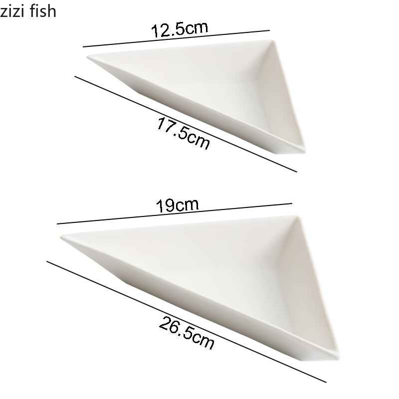 Pure White Triangular Ceramic Dinner Plate Dessert Snack Plate Sushi Plate Restaurant Molecular Cuisine Specialty Tableware
