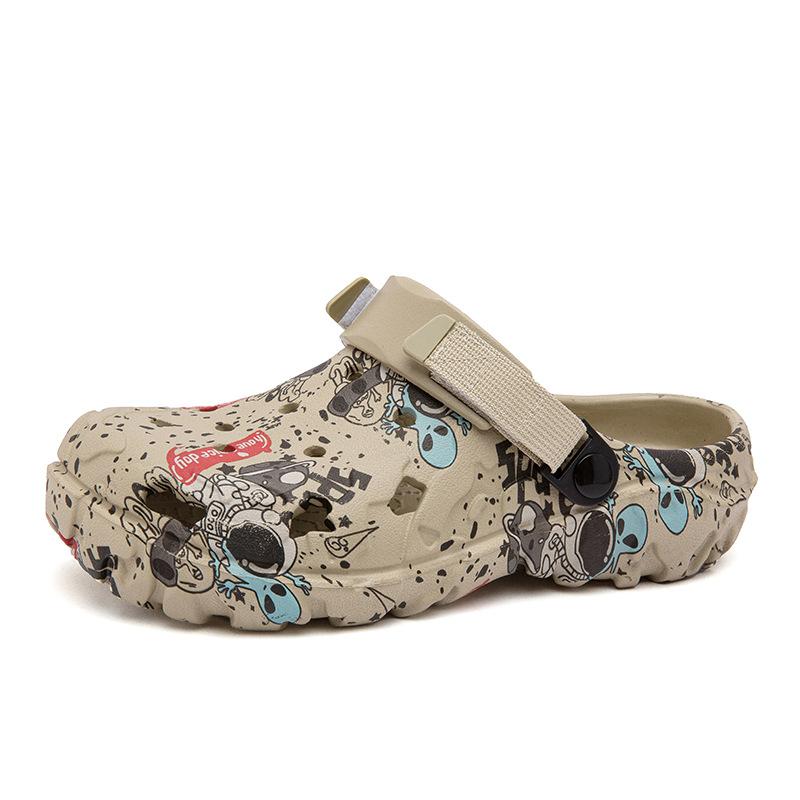 

Летние мужские спортивные туфли с перфорацией большого размера на толстой подошве, одна обувь для двух, износостойкие пляжные сандалии 45 бежевый