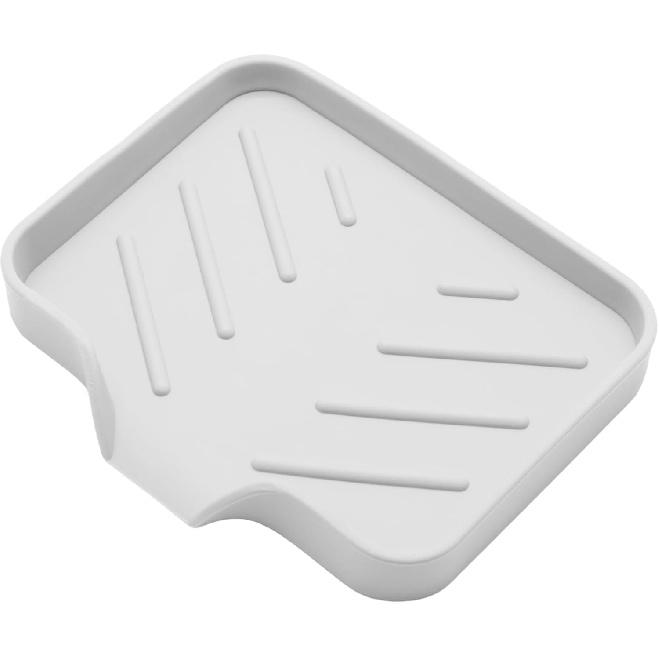 BokWin 1 Pack Silica Gel Soap Dish with Drain, Self Draining Soap Tray for Shower, Bathroom and Kitchen Sink Organizer, Bar Soap Holder, Grey,