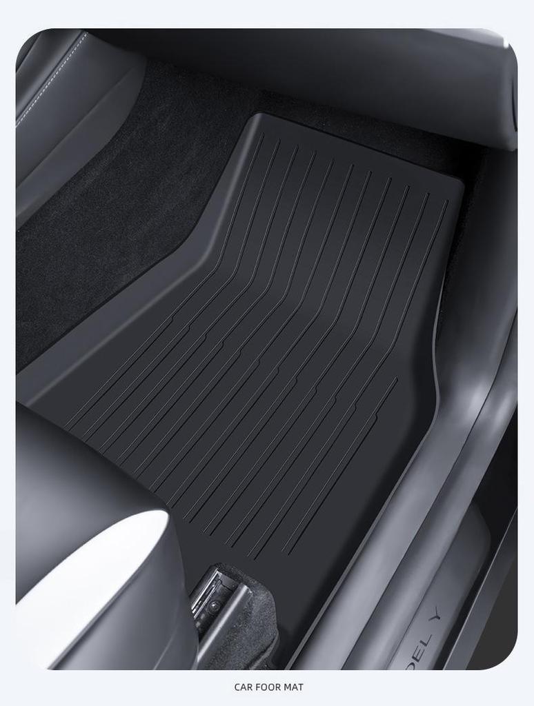 Tesla Model Y TPE All-Weather Floor Mats - Full Coverage Waterproof Design