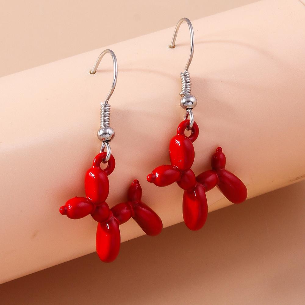 Cute Candy Color Balloon Dog Earrings for Women Girls Cartoon Animal Drop Earrings Jewelry Gifts