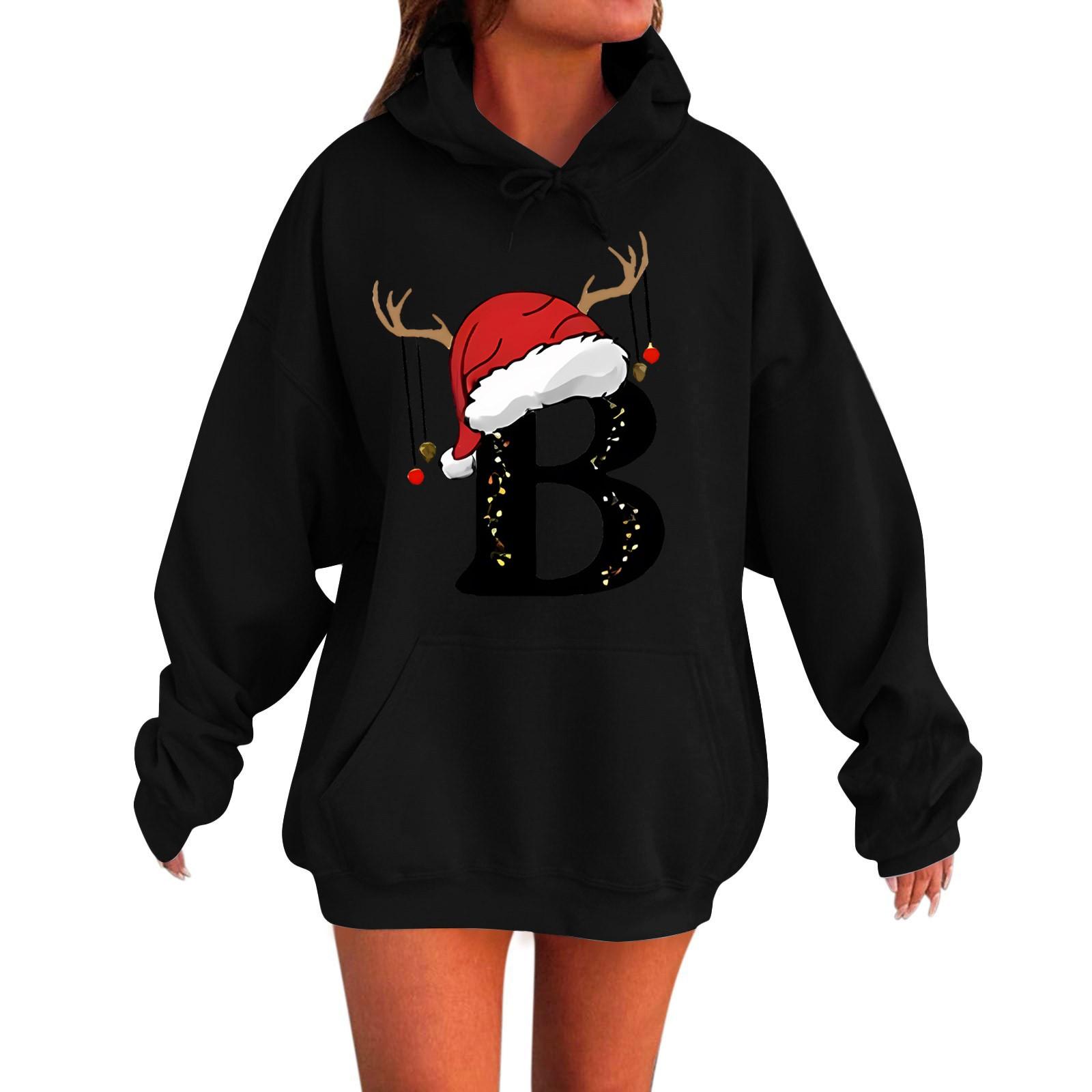 

Женская мода повседневная толстовка с капюшоном с длинным рукавом и круглым вырезом с карманами S чёрный