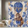 1Pc. Hot Air Balloon Animal Pattern Shower Curtain With Plant Background, Polyester Fabric, Includes 12 Hooks, 70. 8X70. 8 Inche