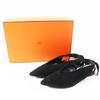 Great HERMES pumps Back ribbon pointed toe  black Suede leather Women 36 221013Z Used
