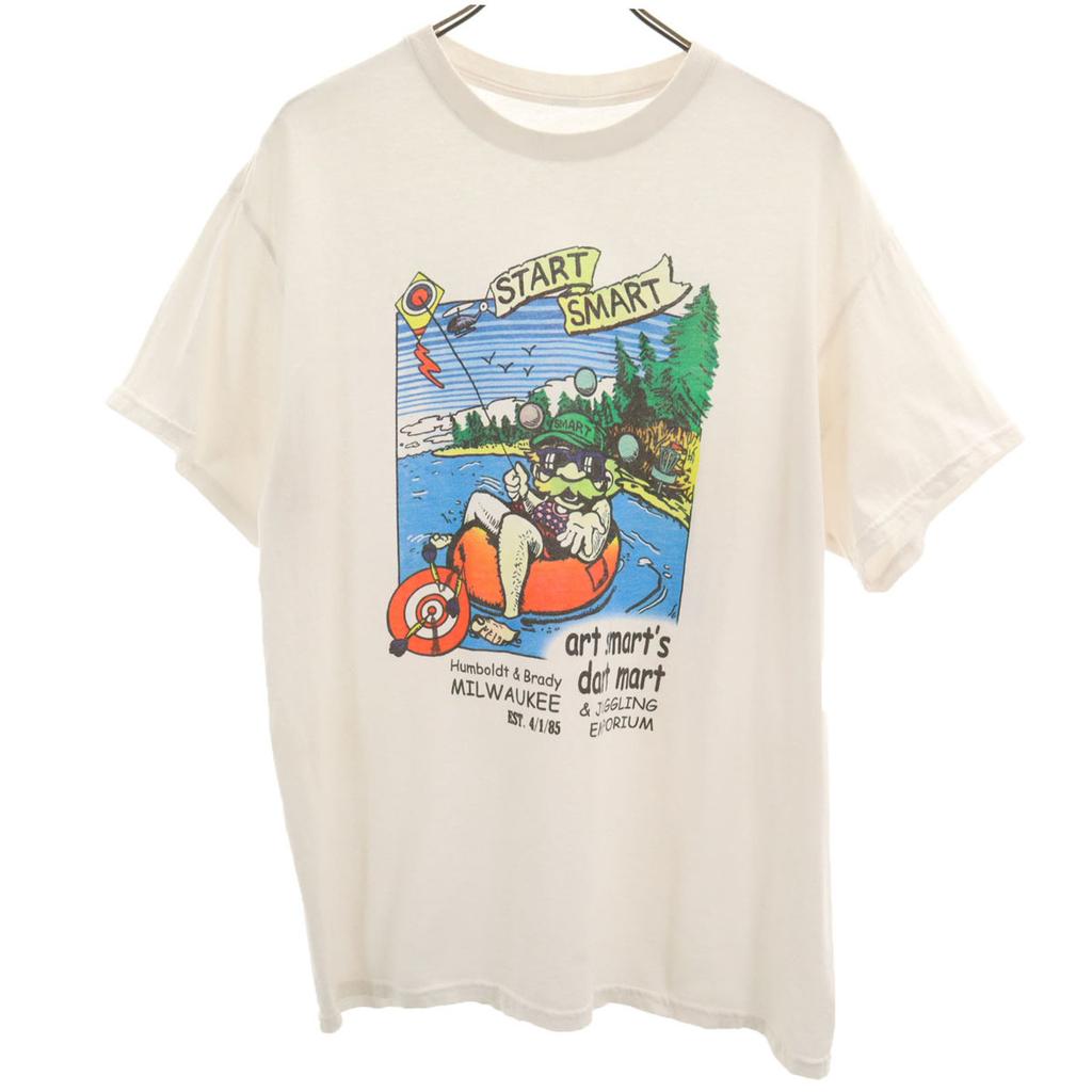 OLD 90s Print Short sleeve T-shirt White Men's Used