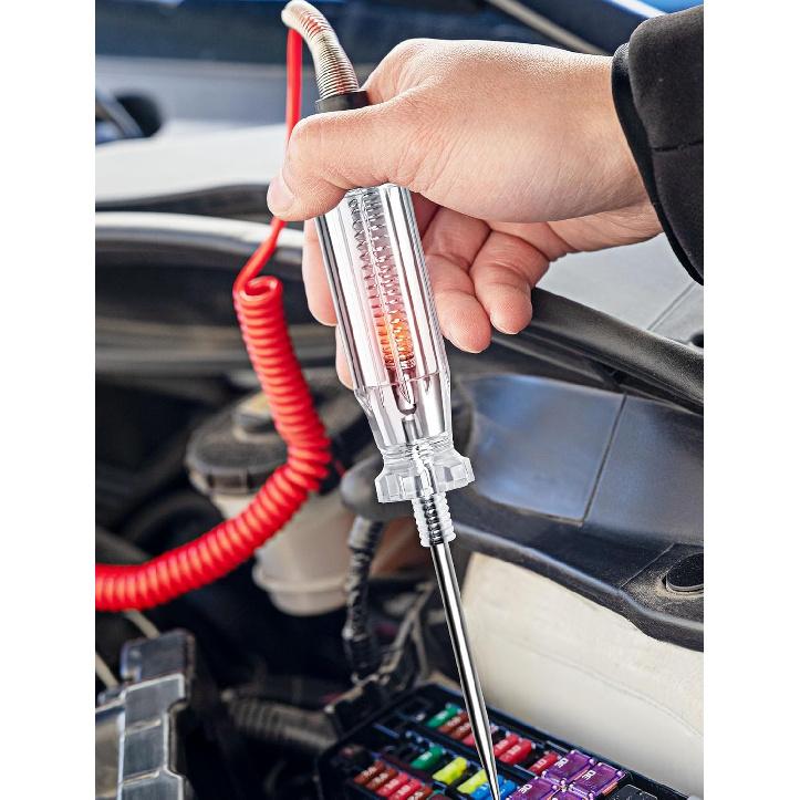 Heavy Duty Automotive Circuit Tester, Premium 6-24V Test Light With Extended Spring Test Leads & Sharp Piercing Probe, Circuit Voltage Tester With