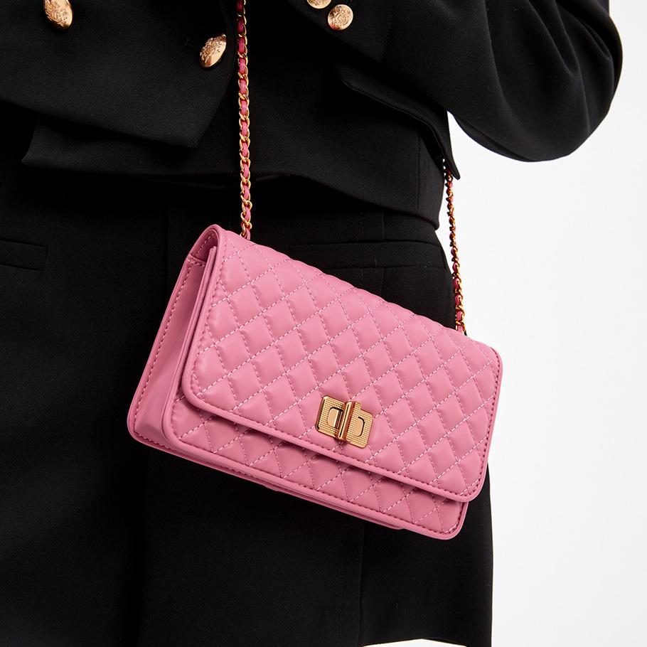 New CHARLES&KEITH Polyurethane Small Ck Bag Crossbody Shoulder Bag Small Size Women's Black/Beige/Green/Lilac/Pink CK2-70680973-4