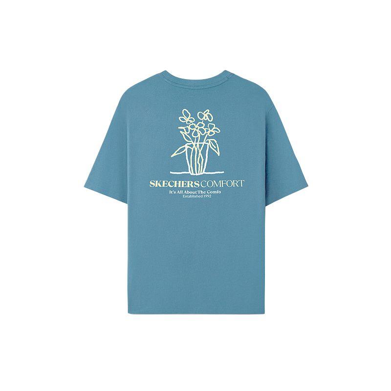 Skechers Sports Lifestyle SS25 Round Neck Slim Fit Quick-Dry Versatile Short Sleeve T-Shirt Unisex Tops Adriatic-Blue L225U097-030N