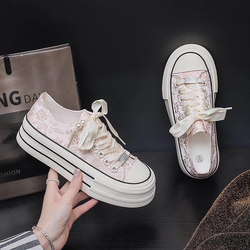 Spring New Platform Canvas Shoes Women's Versatile Casual Women's Shoes Fashion Lace-up Board Shoes