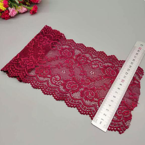 Szerokość 15 cm Gorący towar w magazynie Elastyczna koronka Nylon Spandex Koronka haftowana i koronka z przędzy prasowanej