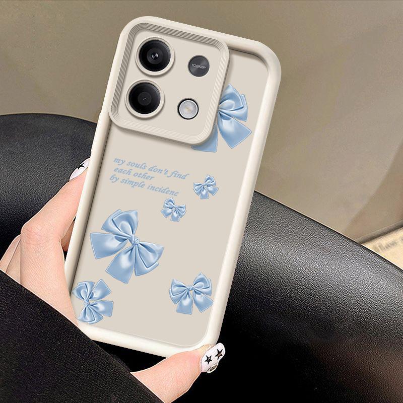 Bowknot Print Matte Soft TPU Phone Case For Xiaomi 14T Pro 13T Poco F6 X6 X5 Redmi 13C Note 14 13 Pro 12 Solid Color Lens Protection Shockproof Cover