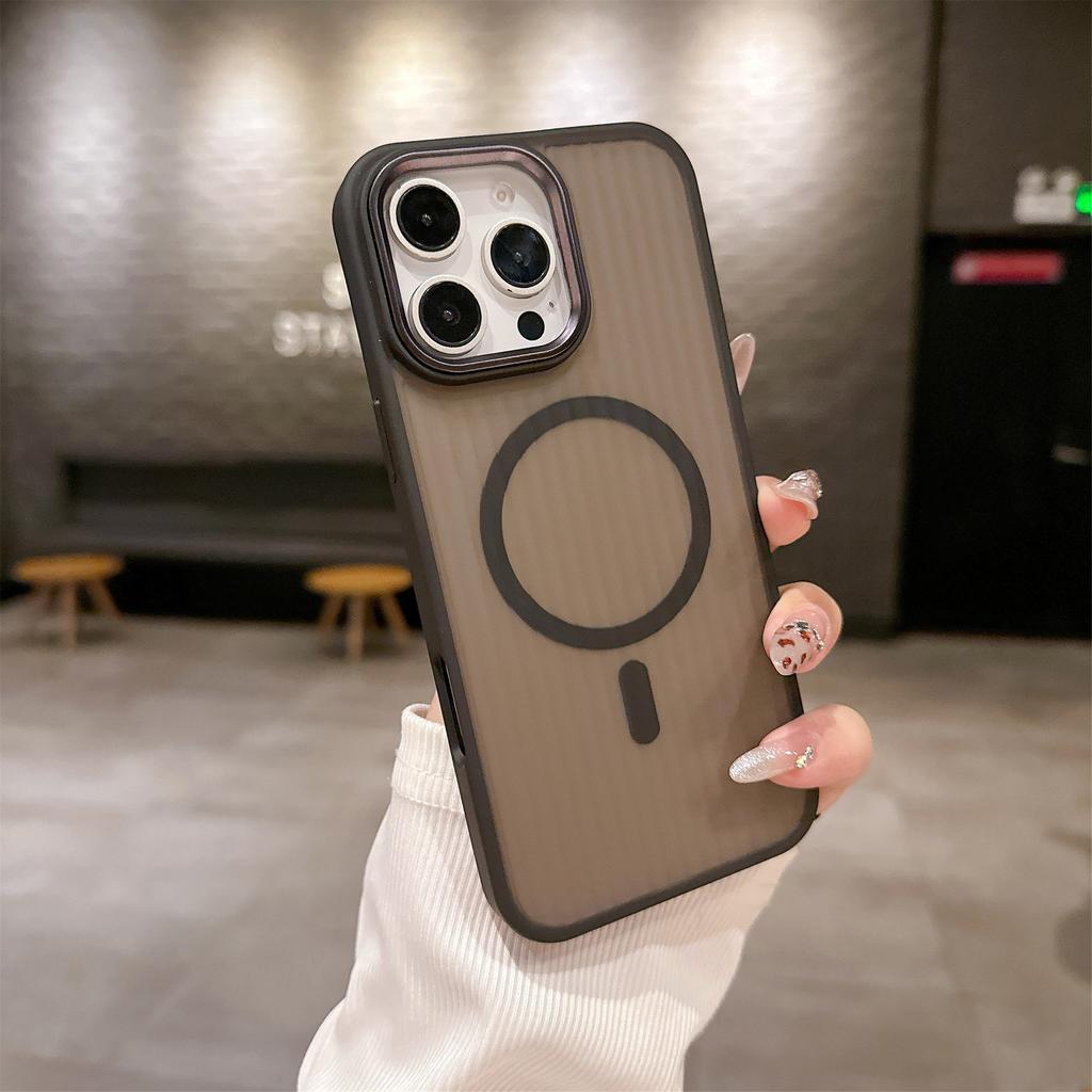 Applicable to iphone16 corrugated skin feeling mobile phone case twill magnetic suction Apple 15ProMax matte anti-drop protective cover