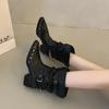 22 trendy temperament beautiful large size thick heel pile fashion boots belt buckle knight boots