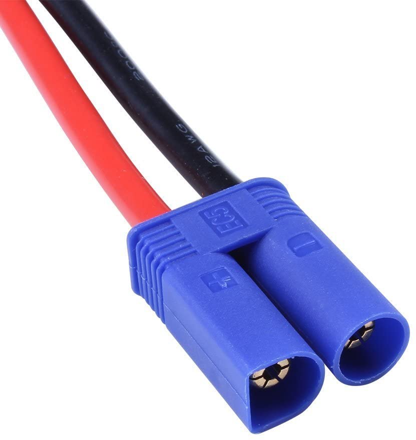 2-Pack EC5 Charging Cable with 4.0mm Banana Plugs | High Current Connector for RC LiPo Battery | Durable and Flexible | Blue, Red, Black