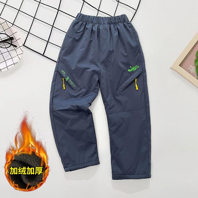 Kids Fleece Lined Windproof Warm Outdoor Casual Sports Pants For Boys And Girls