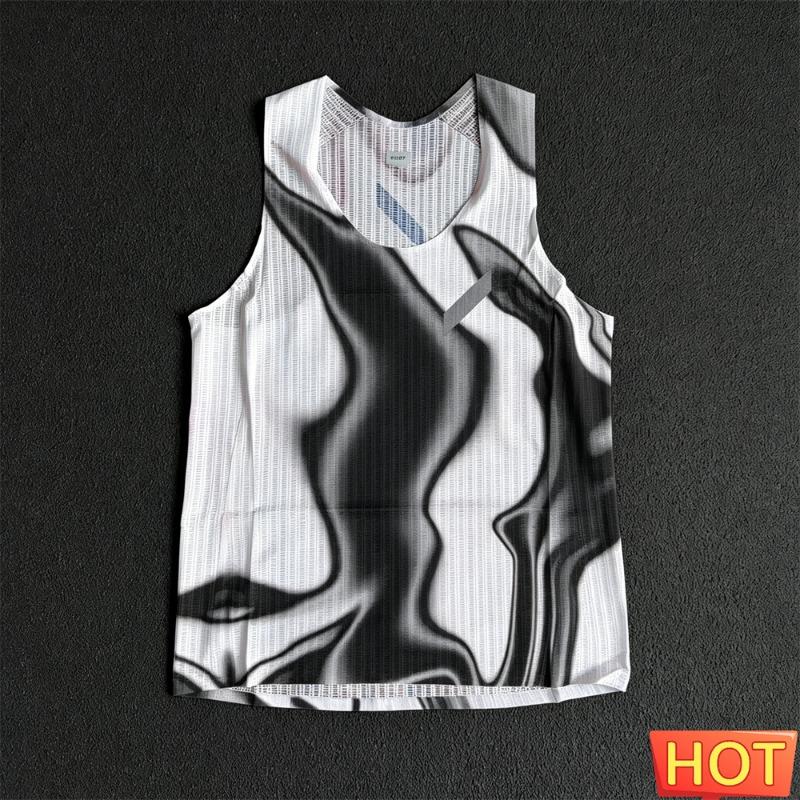 Men's Gradient Quick Dry Running Vest Lightweight Marathon Sleeveless T-Shirt Summer Fitness Shirt Tank Top