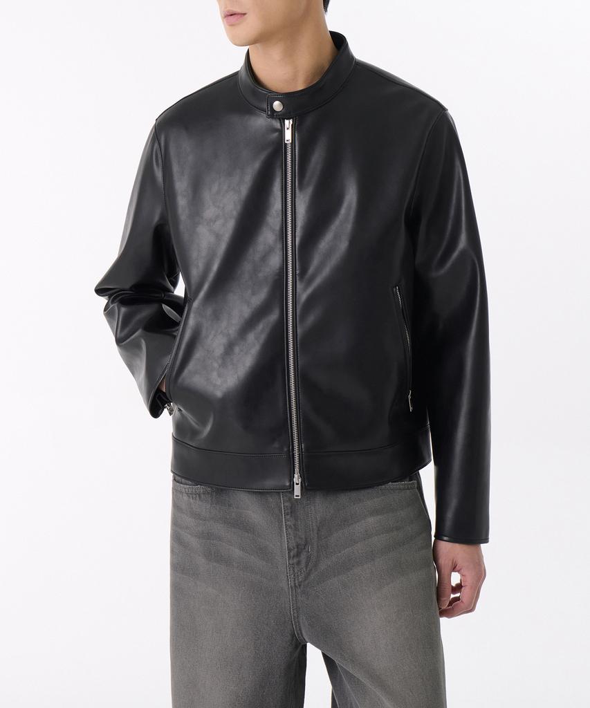 Musinsa Standard Synthetic Leather Cafe Racer Jacket [Black]