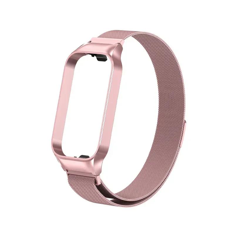 Stainless Steel Strap For Xiaomi Smart Band 8 Active Smart Watch Band Accessories Metal Bracelet Mi Band 8 Active Protector Case