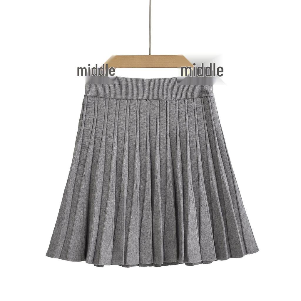 Winter Women's European & American Style Sexy High-Waisted Slim-Fit Knit Pleated Skirt