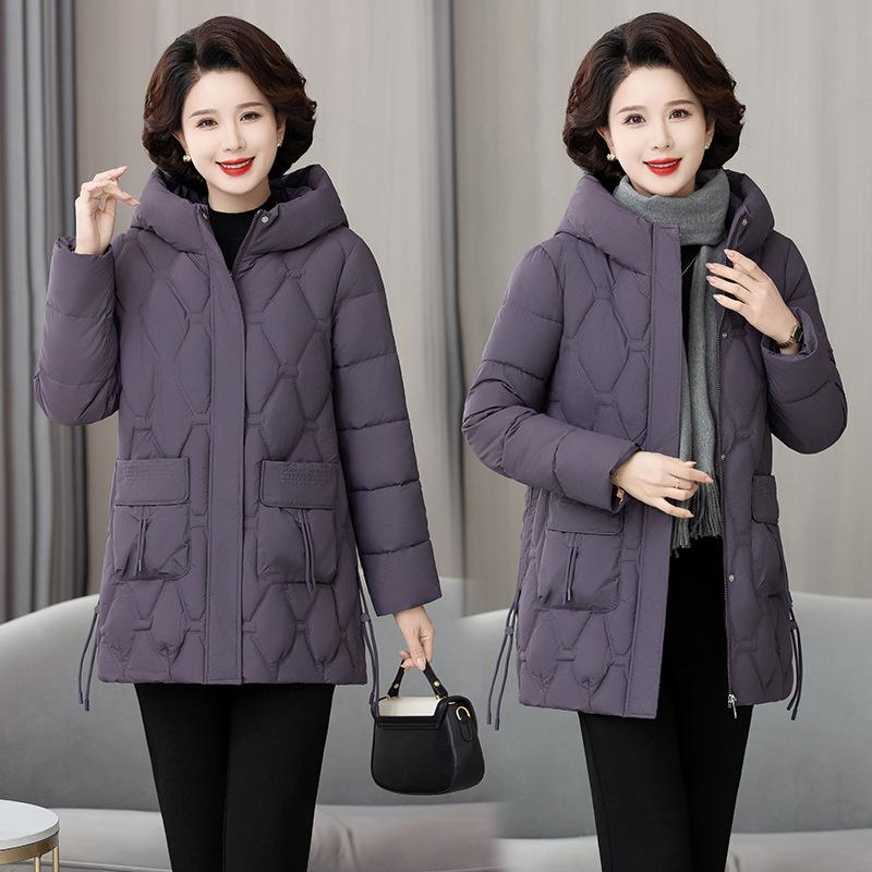 Women Jacket Loose Down Cotton Coats Parkas Casual Warm Outerwear Hooded Winter Jacket Oversize Middle Aged Female Overcoat