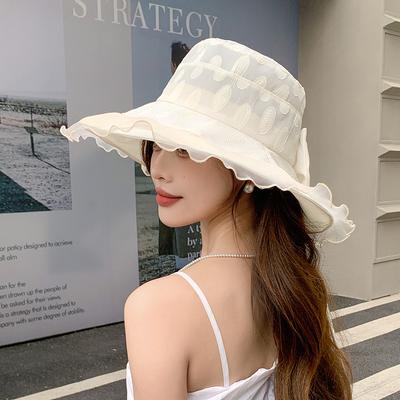 Summer New Hat Sunscreen Breathable Bucket Hat Outdoor Travel Bow Sunshade Foldable Basin Hat