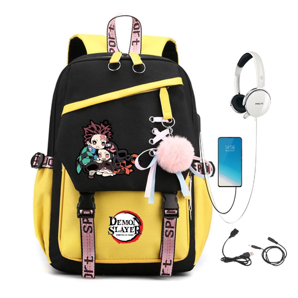 Guimai Peripheral Ridge Backpack with USB Multifunctional Student School Bag