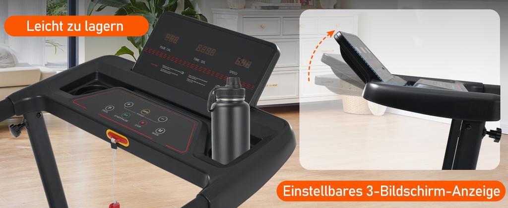 Loopband, 3,0 PK, Opvouwbaar, 14 km/u, 8% Helling, 120 kg, Hartslagsensoren, Type-C/USB Laadstation, Bluetooth, Dubbele Besturingsmodus, 12 Programma's
