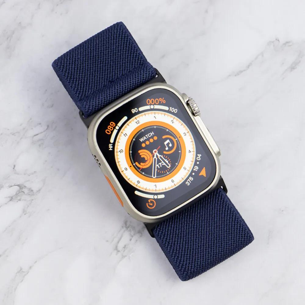 Nylon Elastic Strap For Apple watch Ultra 2 49mm Wide Braided Loop Adjustable Band iWatch 9 8 7 6 5 4 SE 45mm 41mm 44mm 40mm
