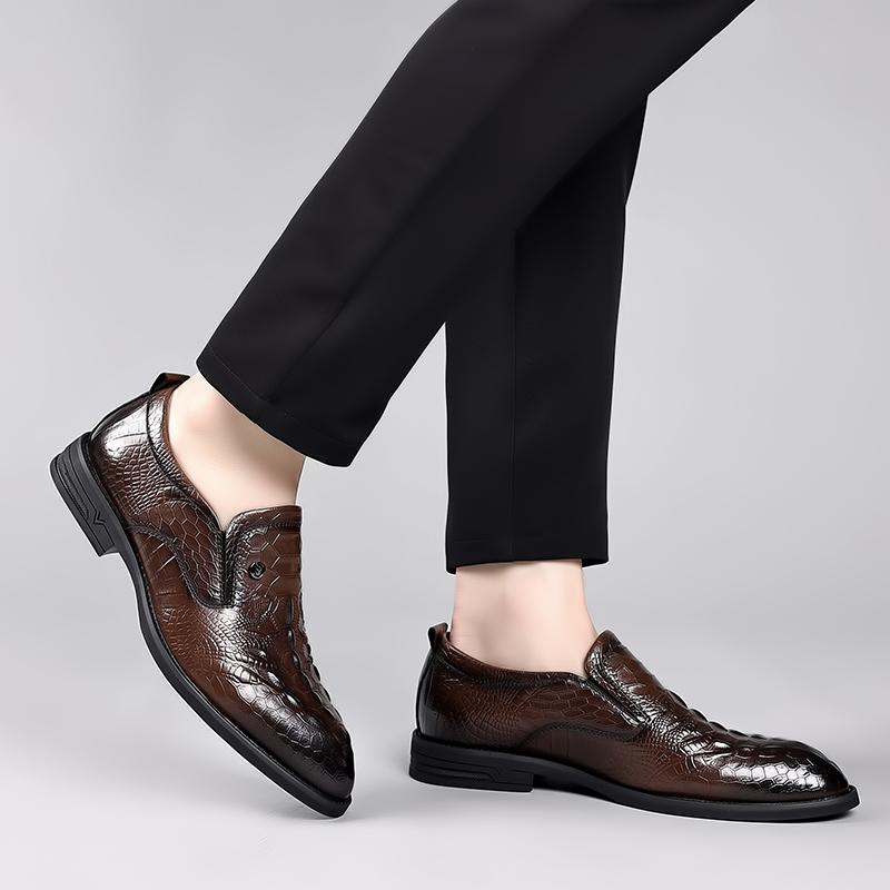 Fashion Comfort Mens Leather Shoes Trends Alligator Pattern Slip On Loafers Shoes Non Slip Driving Spring Commute Business Office Shoes