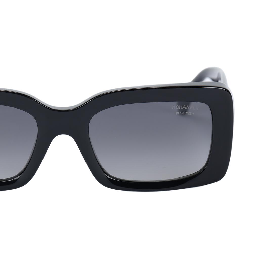 Chanel Logo Rectangle Sunglasses Unisex Sunglasses Black CH5534-C622/S8