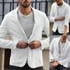 Men Autumn Solid Color Long Sleeve Pockets Cotton Linen Slim Blazer Coat Jacket