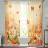 Thanksgiving Plants Pumpkin Ginkgo Leaf Watercolor Sheer Curtains for Kids Living Room Voile Window Curtains Tulle Drapes