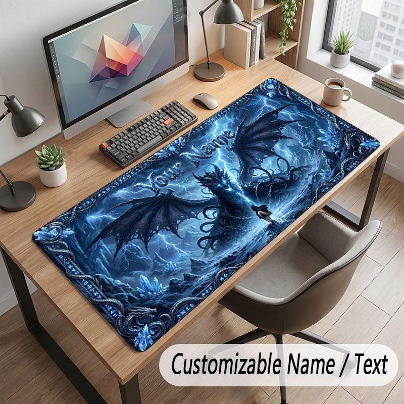 Dragon Theme Customized Mouse Pad Personalized Print Name Text Desk Mat For Home Office Table Decor