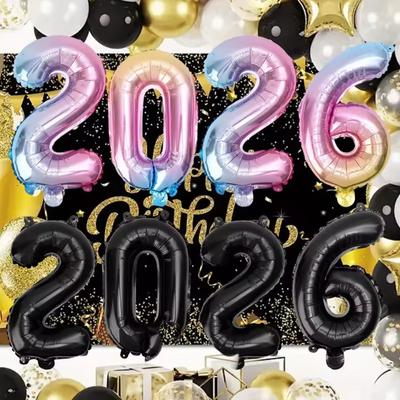 2026 Goldene Folien-Zahlenballons für 2026 Neujahr Heiligabend Festival Partyzubehör Dekorationen Weihnachten Heimdeko