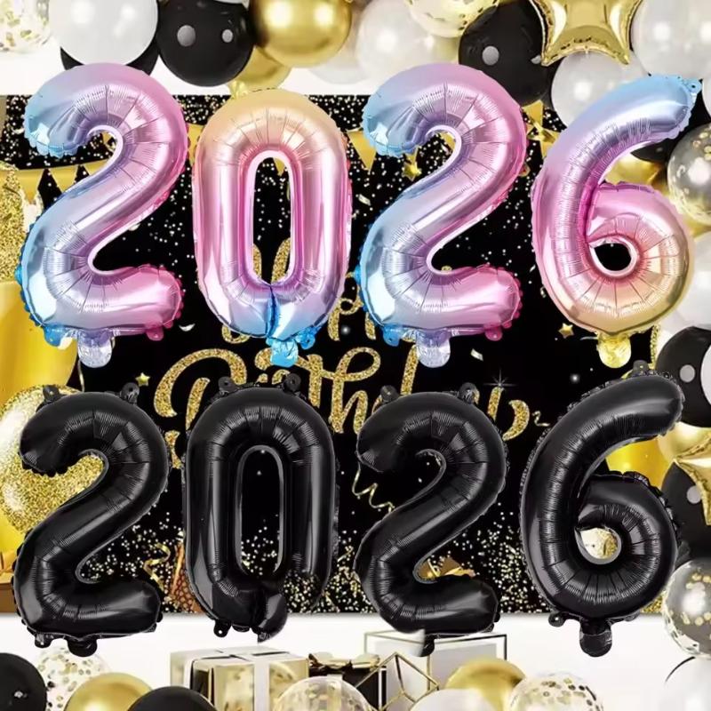2026 Gold Crown Foil Number Balloons for 2026 New Year Christmas Eve Festival Party Supplies Decorations Christmas Home Decor
