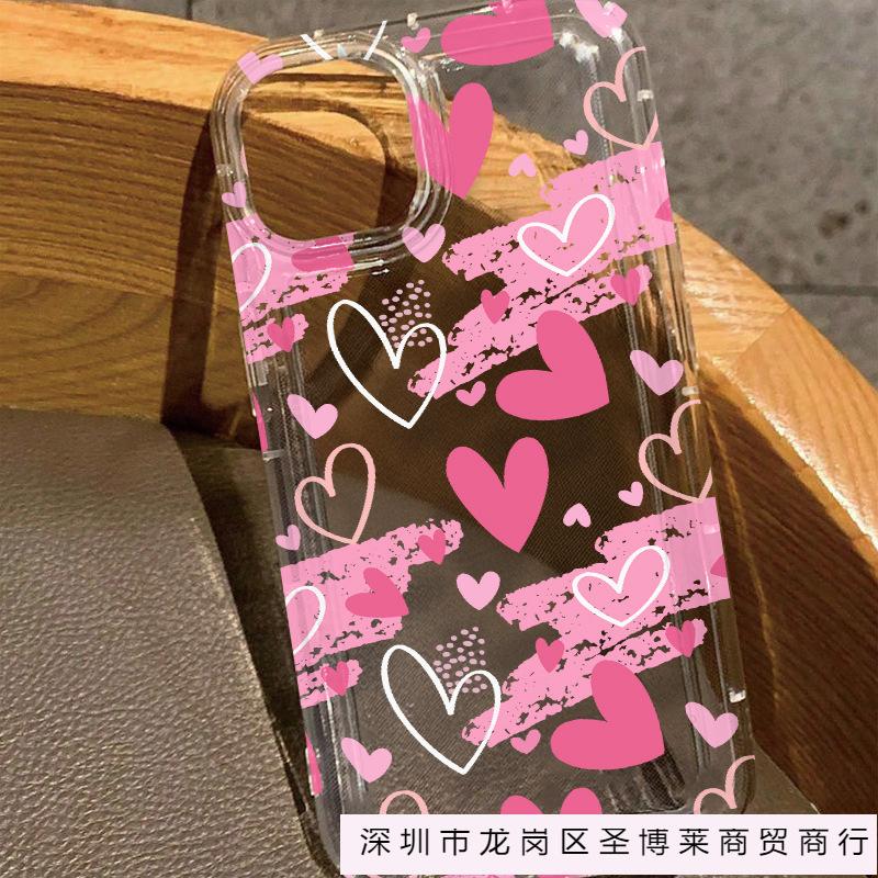 Full screen love applies to iPhone16 Apple 11/12/13/14/15promax transparent mobile phone case 78plus