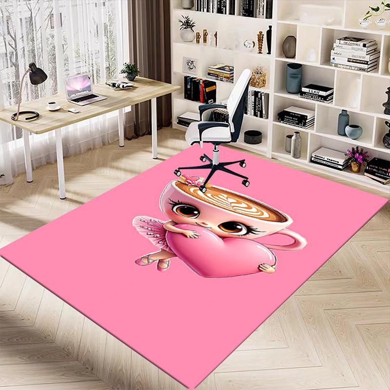 1PC coffee heart Extra Large Non Slip Floor carpet, Office, family, bedroom, Studio Large Area Rug Indoor Rugs