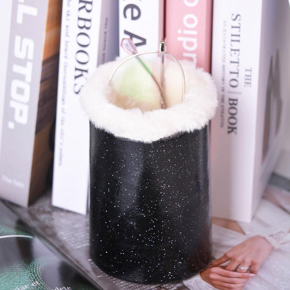Plush Lined Glasses Stand Case PU Leather Pattern Glasses Storage Organizer  for Desk Nightstand