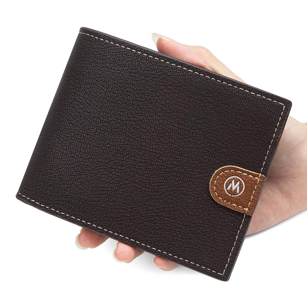 Men's Large Capacity Tri-Fold Wallet with Multi-Card Slots & Hinged Coin Pocket