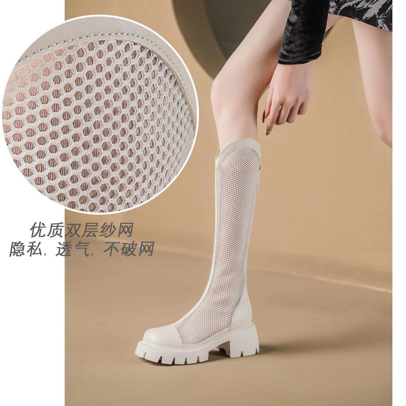 Summer Women Breathable Long Boots Designer Sexy Women Chunky Knee-High Boots Knight Boot Female Mesh Hollow Cool Sandals Mujer