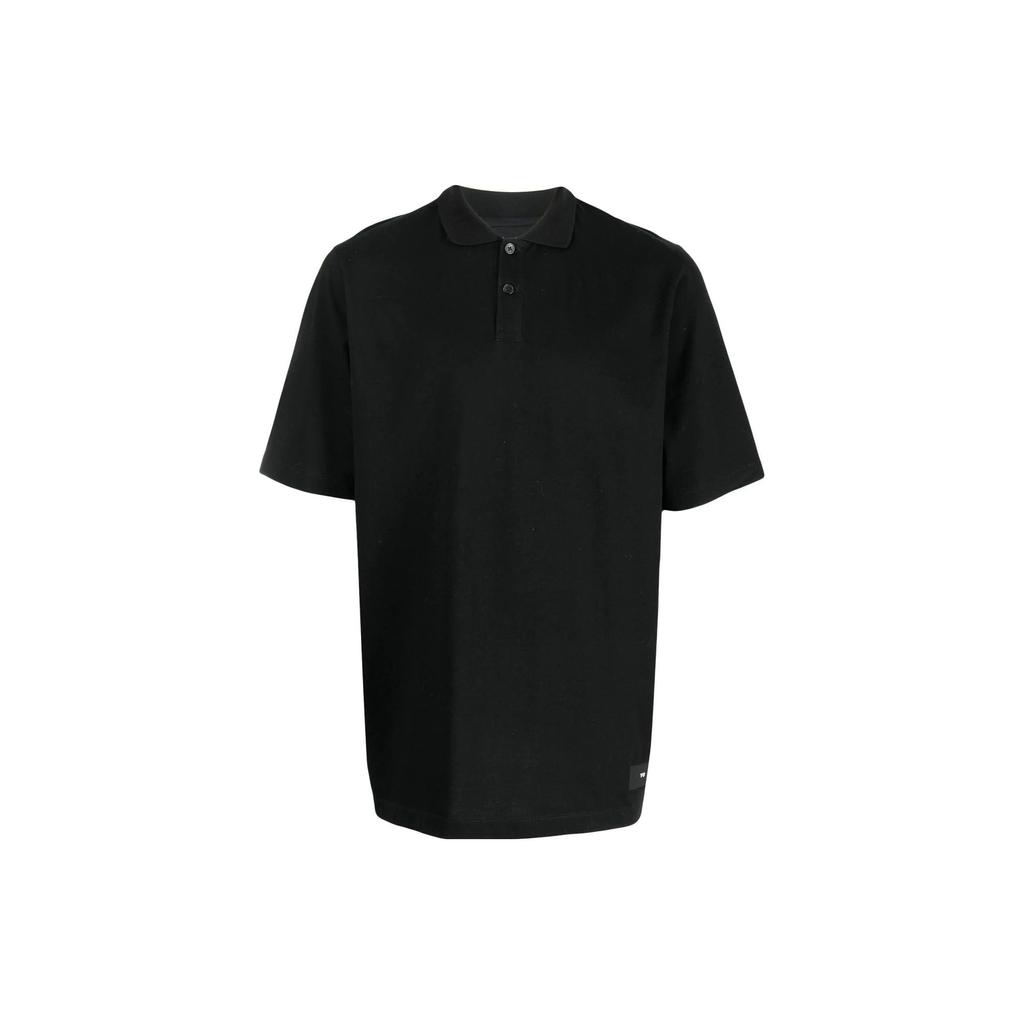 Y-3 Solid Color Button Short Sleeve Polo Shirt Unisex Tops Black H44802