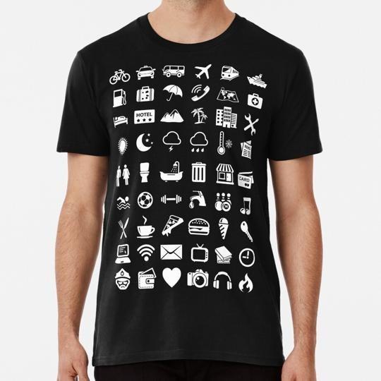Travel Icons Language white S to 5XL Made in the USA T-Shirt L