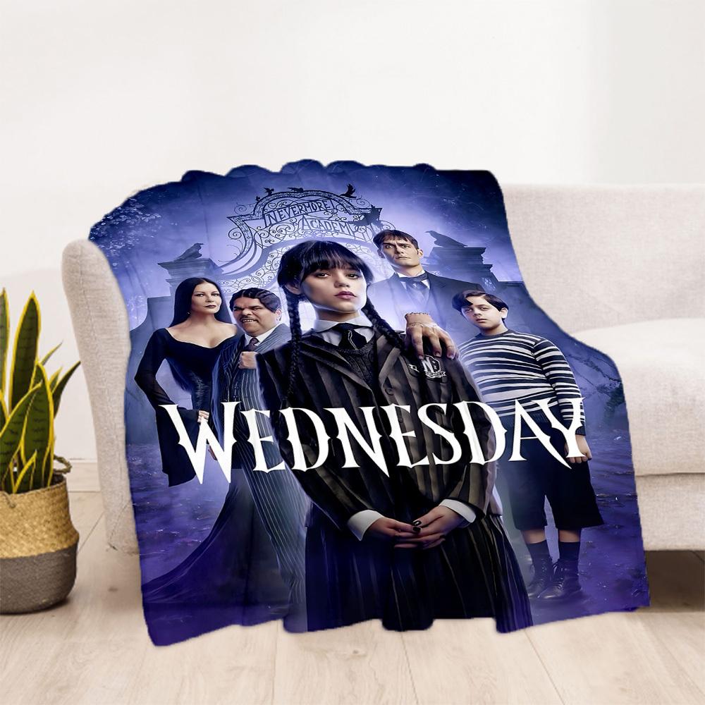 1pc Wednesday Outdoor Blanket Lightweight Flannel, Soft & Warm, All-Season Use for Sofa, Outdoor, Camping, Living Room, Office103