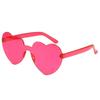Love Heart Shape Sunglasses Women Rimless Frame Tint Clear Lens Colorful Sun Glasses Female Red Pink Yellow Shades Travel