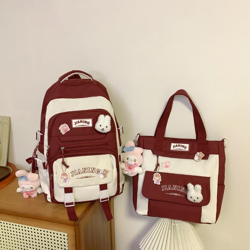 TS JYL laptop bag,2024 New Korean Large Backpack Light Color Block Student Shoulder Bag shoulder bag красный